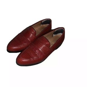 Robert Clergerie Loafers Red Size 7B Lizard Skin